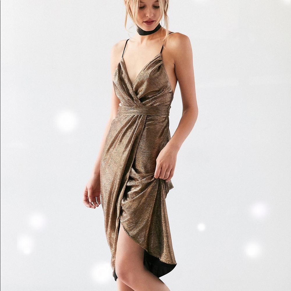 Urban Outfitters Gold Midi Dress - NWT